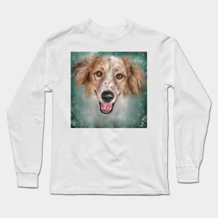 Contemporary Painting of an English Setter with Brown Freckles Smiling Long Sleeve T-Shirt